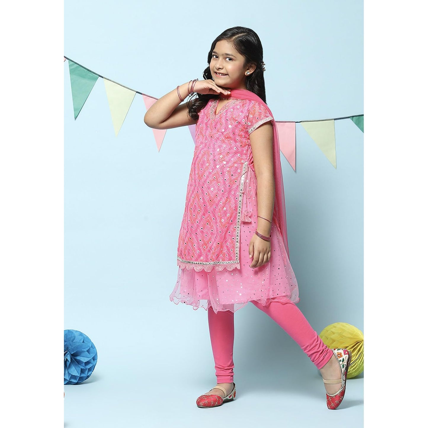 Biba Girls PRINTED A_LINE KID(KW5385_PINK_13)