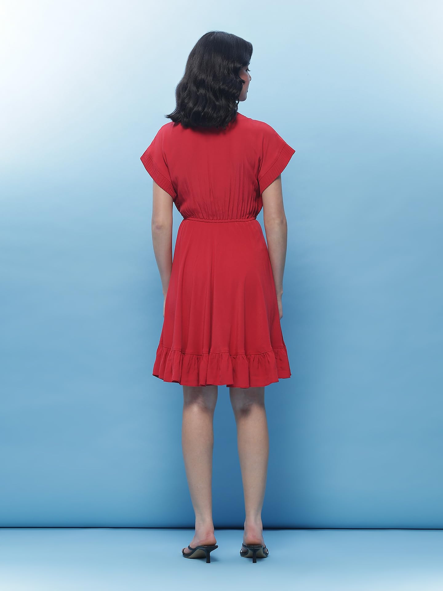 Label RITU KUMAR Red Solid Short Dress with Inner