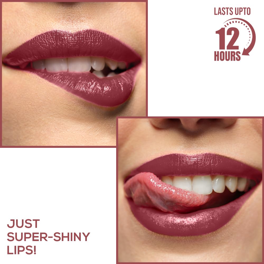 RENEE Gloss Stay Transfer Proof Glossy Liquid Lip Color - Nude Sia | High Pigment | Super Glossy | Smudge-Proof | Waterproof | 12H Stay | Enriched with Vitamin E & C | 3.5ml