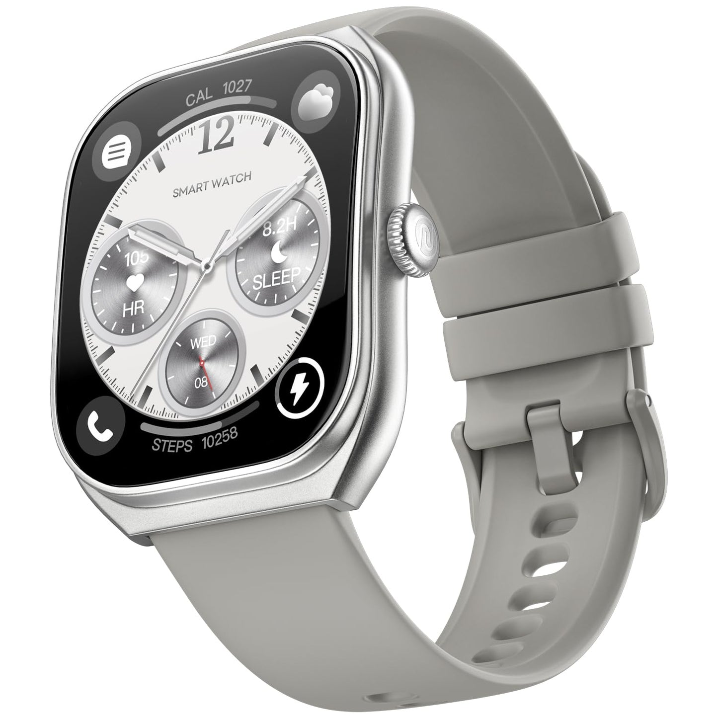 Noise Icon Arc 2.01" Immersive Curved Display Smartwatch, 10-Day Battery, 1ATM Water Resistant, Functional Crown, 100+ Sports Modes, Health Suite™, Voice Assistant, Built-in Games (Silver Grey)