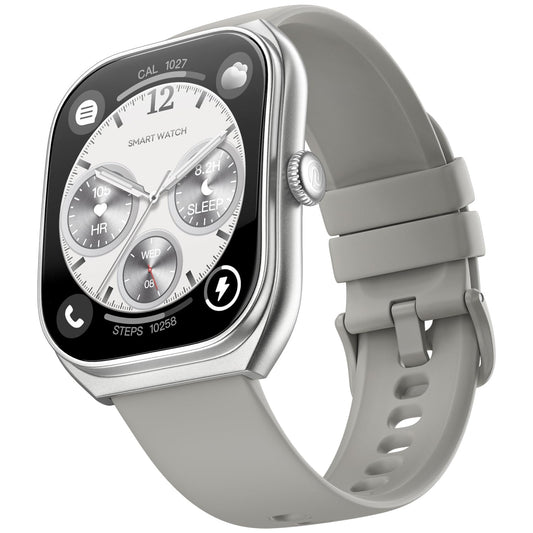 Noise Icon Arc 2.01" Immersive Curved Display Smartwatch, 10-Day Battery, 1ATM Water Resistant, Functional Crown, 100+ Sports Modes, Health Suite™, Voice Assistant, Built-in Games (Silver Grey)