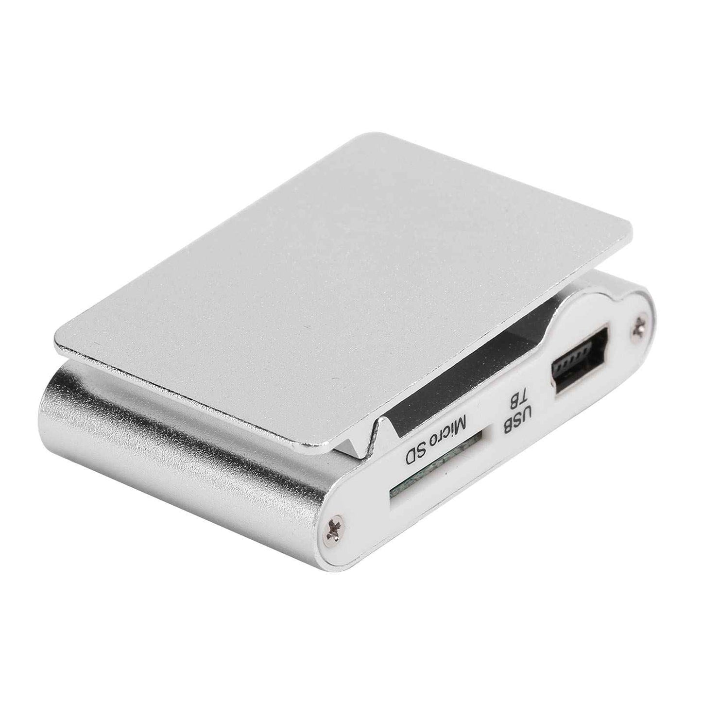 Drumstone 【Summer Season with 15 Years Warranty】 MP3 Player, Back Clip USB Aluminum Alloy Music Player Support Memory Card 250mAh (Silver) Memory Card not included
