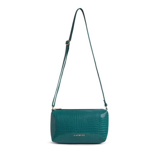 Caprese Suzie Sling Medium Bag for Women | Stylish Sling Bag with Adjustable Strap, Secure Zip Closure for Comfortable Wear | Versatile Handbag for Everyday Use, Travel & Special Occasions (Teal Blue)