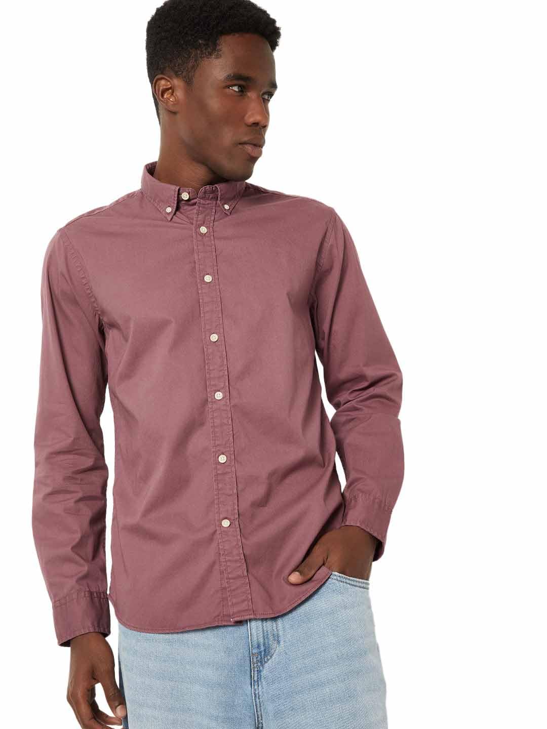 Max Men Soft Touch Regular Fit Twill Shirt (Purple_L)