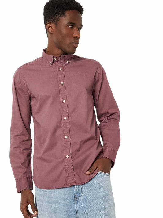 Max Men Soft Touch Regular Fit Twill Shirt (Purple_L)