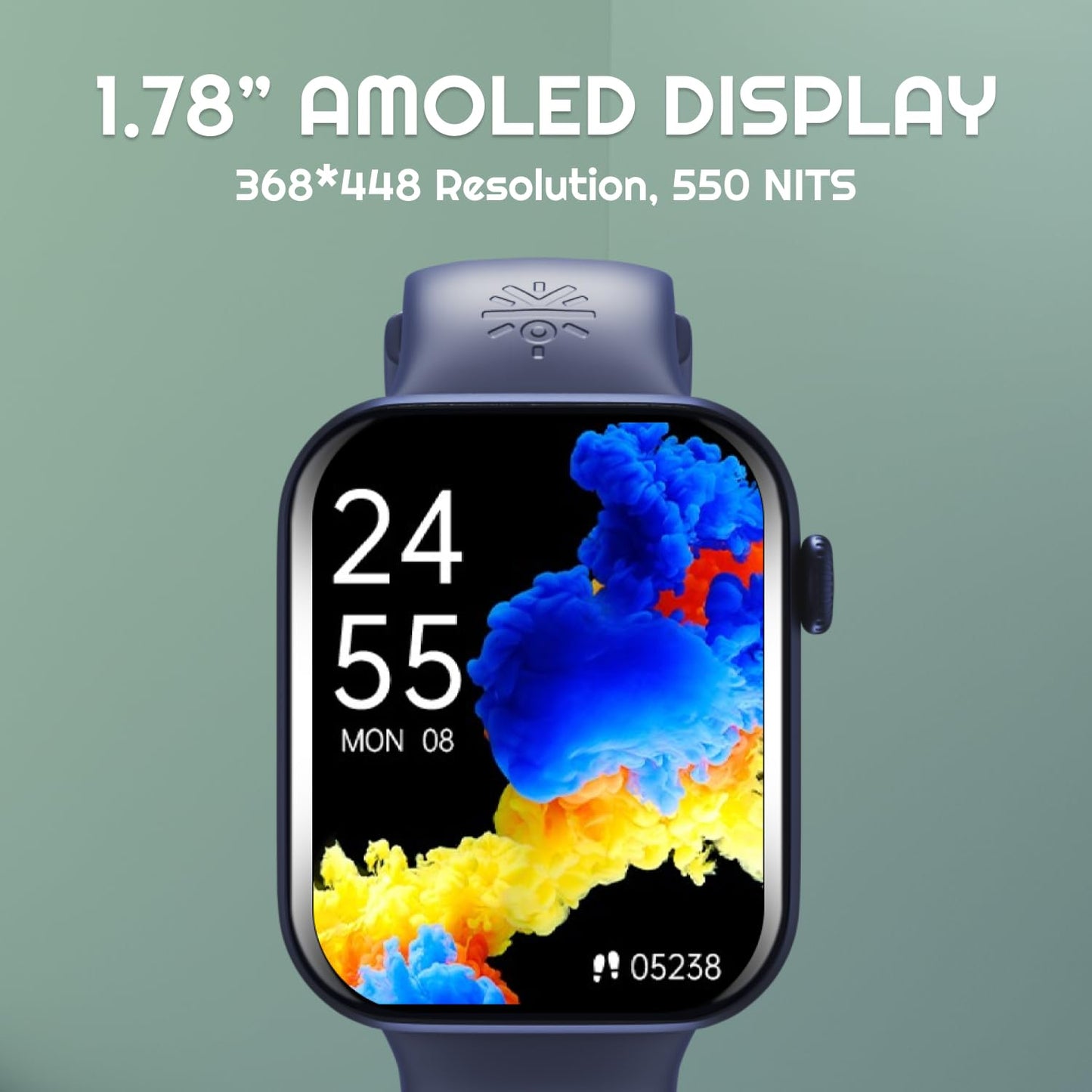 (Refurbished) Cult.Sport Burn 1.78" AMOLED, 368 * 448 res, BT Calling, Crown Control, Voice Assistant, AOD Smartwatch (Dark Blue Strap, Free Size)