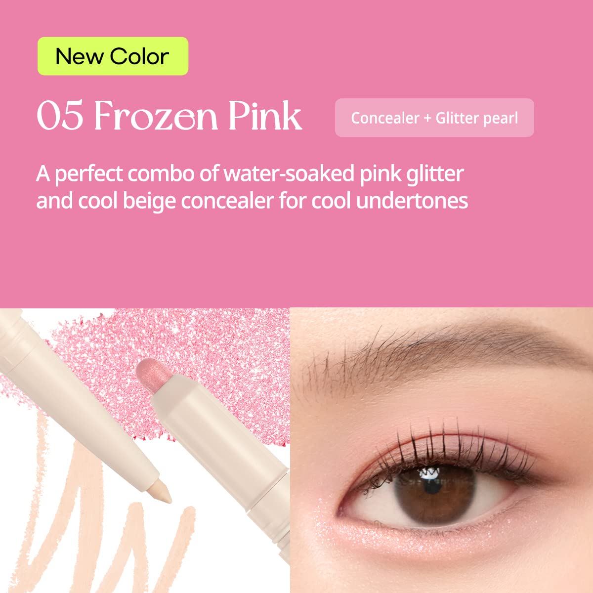 Peripera SUGAR TWINKLE DUO EYE SHADOW STICK (005 FROZEN PINK)