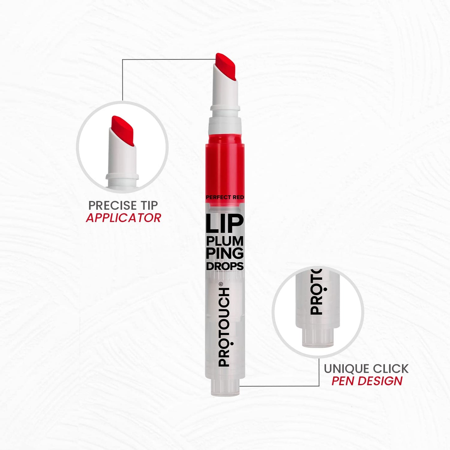 PROTOUCH Glossy Lip Plumping Drops - Volumizing Lip Gloss With 8-Hour Plumping Effect - Vegan Formula With Caffeine & Grape Seed Extract - Perfect Red