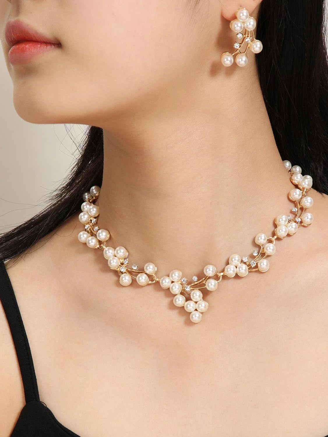 Shining Diva Fashion Women Latest Stylish Design Fancy Pearl Necklace Jewellery Set (15213s)