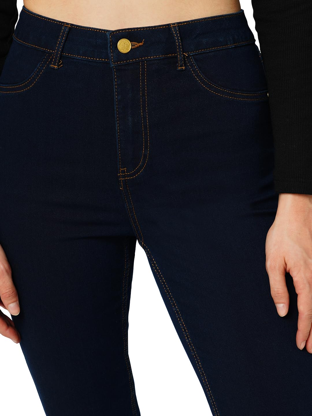 ONLY Women Solid Cotton Blend Skinny Fit High Rise Stretchable Dark Blue Jeggings