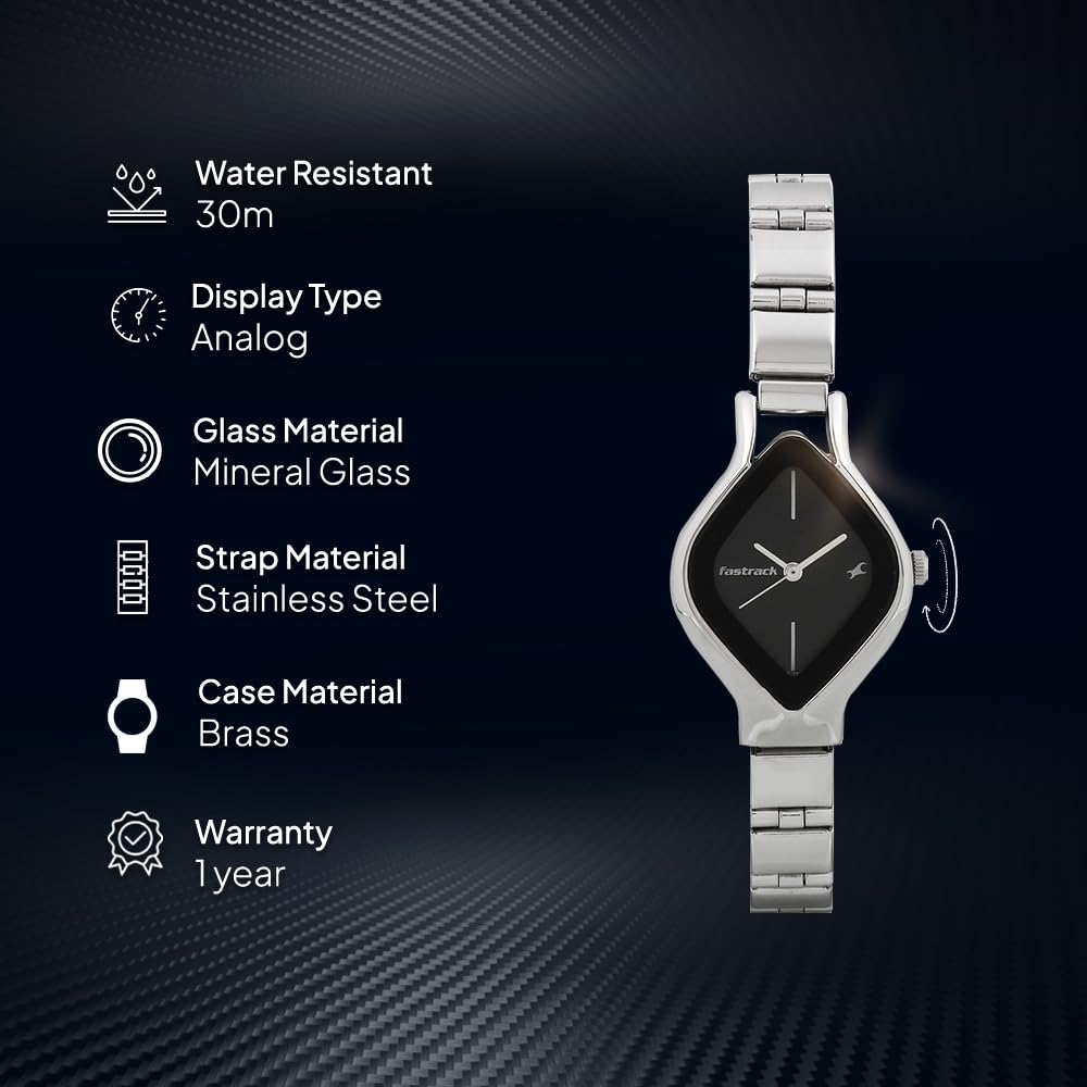 Fastrack Analog Black Dial Women's Watch NM6109SM02/NN6109SM02