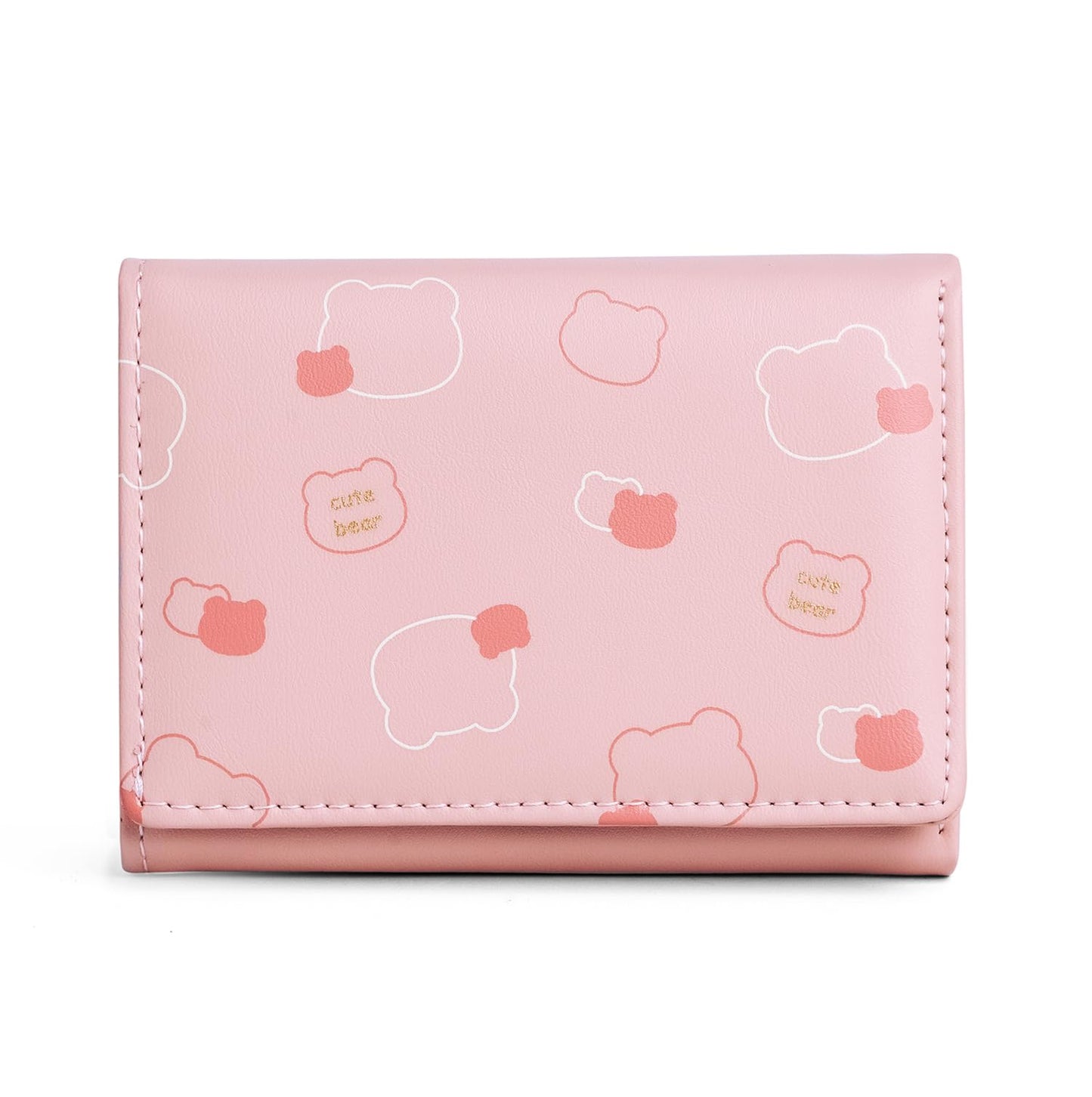 INOVERA (LABEL) Tri-fold Wallet for Women Girls - Cards Coin Holder Mini Hand Purse - Faux Leather Stylish Wallets (Pink)