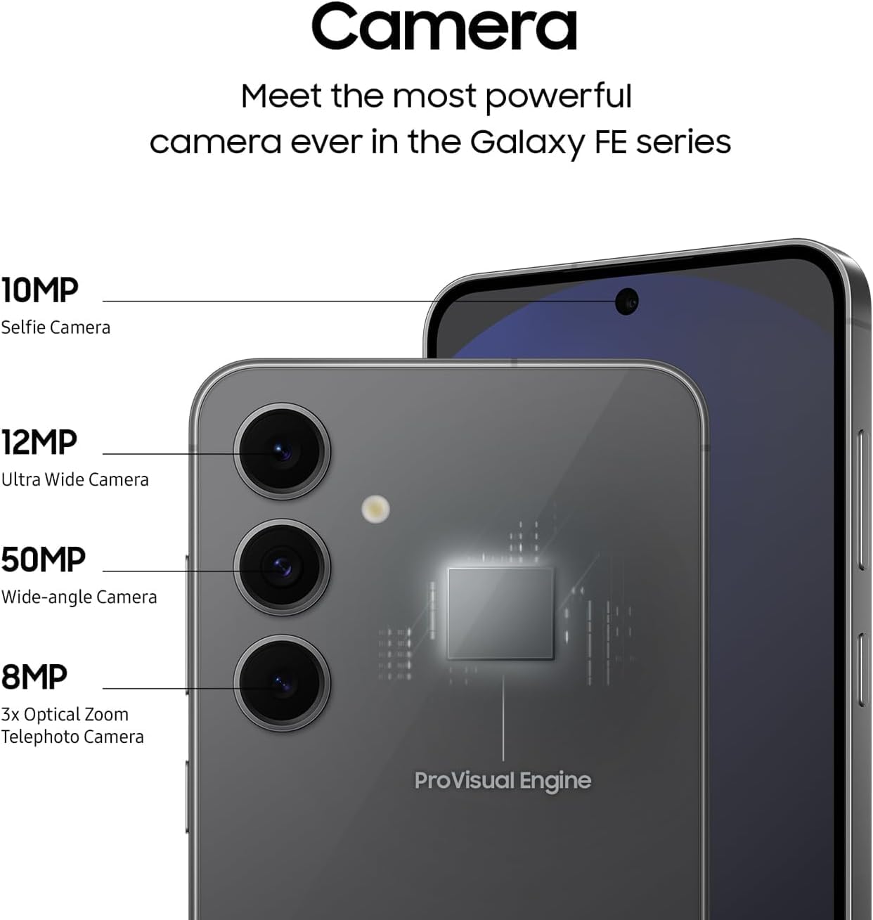 Samsung Galaxy S24 FE 5G (Graphite, 8GB RAM, 256GB Storage) | Exynos 2400e Processor | Dynamic AMOLED Display | Dual Nano-SIM | 4700mAh Battery