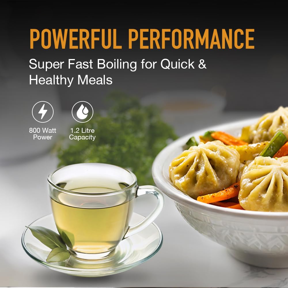 KENT Kettle Multicooker Cum Steamer 1.2 liters 800W| Boiling of Water, Tea,Eggs, Instant Noodle Maker, Steaming idlis, Momos |Inner Stainless Steel without joint and welding & Cool Touch Outer Body