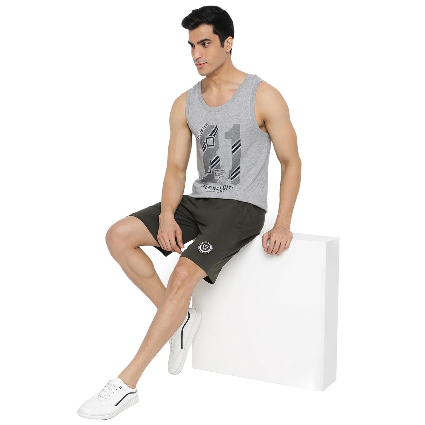 Van Heusen Men's Shorts (70014_Moss Green_XL)