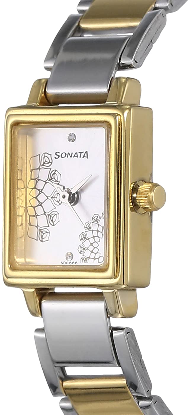 Sonata Quartz Analog Silver Dial Stainless Steel Strap Watch for Women-NS8080BM01