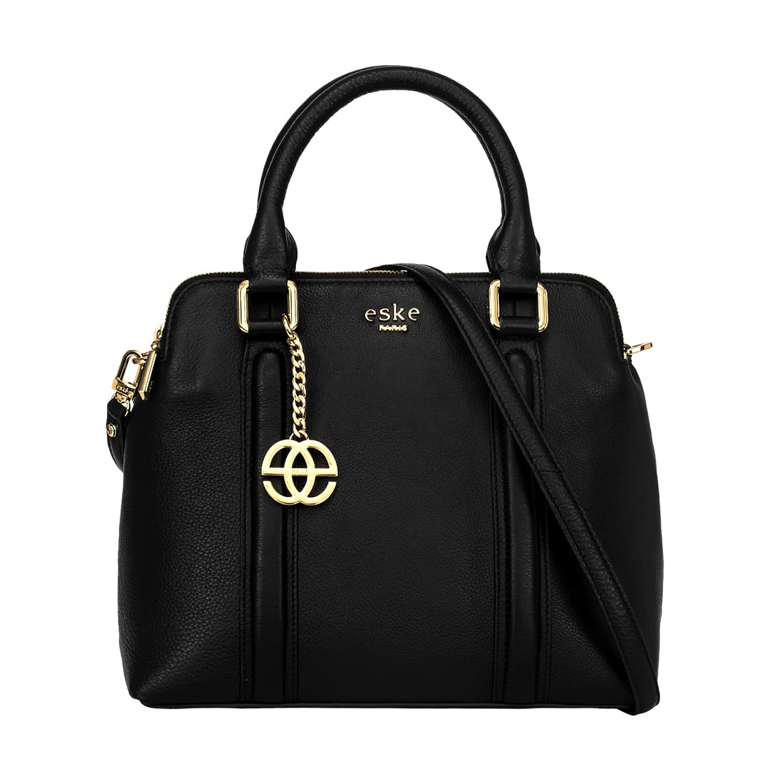 eske Sienna, the Single Zip Satchel | Structured Cosmos Leather Handbag | 3 Main Compartments | Zip & Slip Pockets | Gold Plated Charm | Detachable Shoulder Strap | 22 cm Height