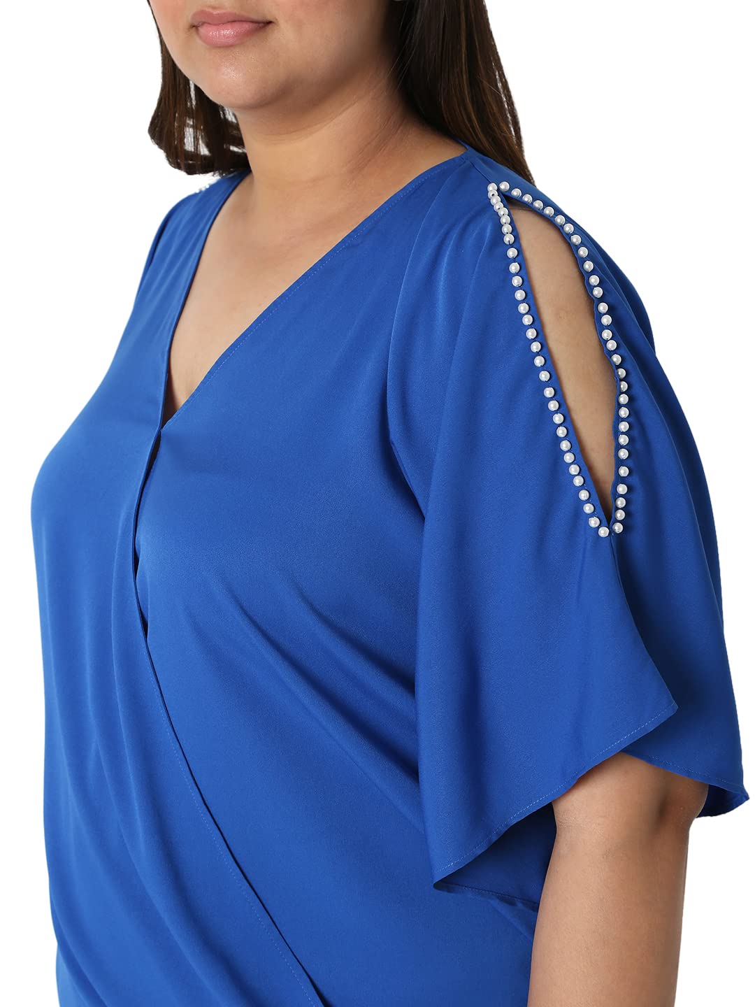 VERO MODA Curve Women's Regular T-Shirt (10278096-Olympian Blue_Olympian XS)