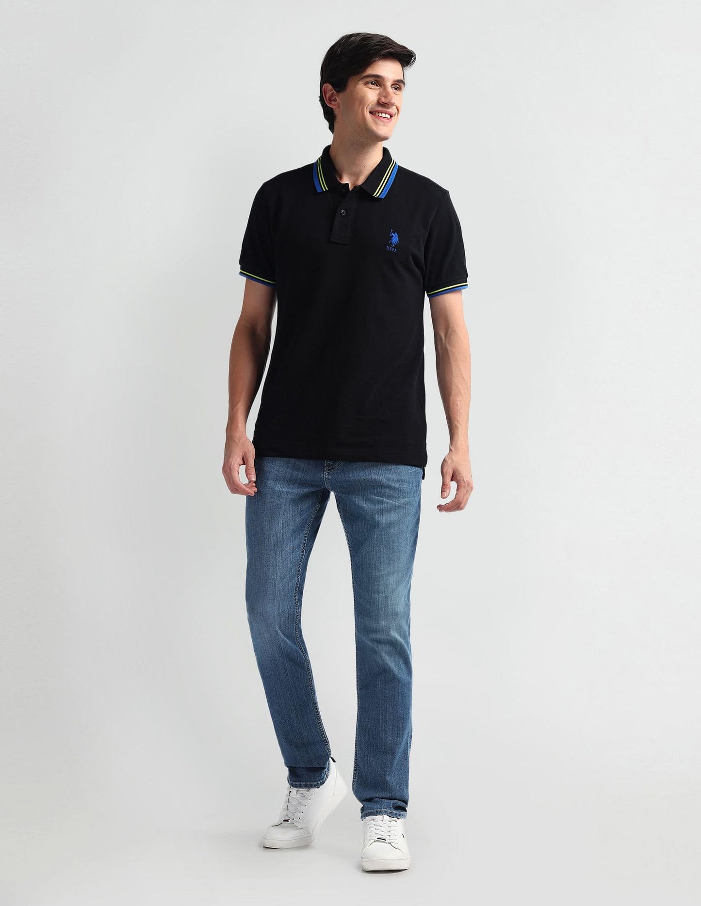 U.S. POLO ASSN. Men's Mid Rise Tapered Jeans (UDJENO1810_Blue, 30