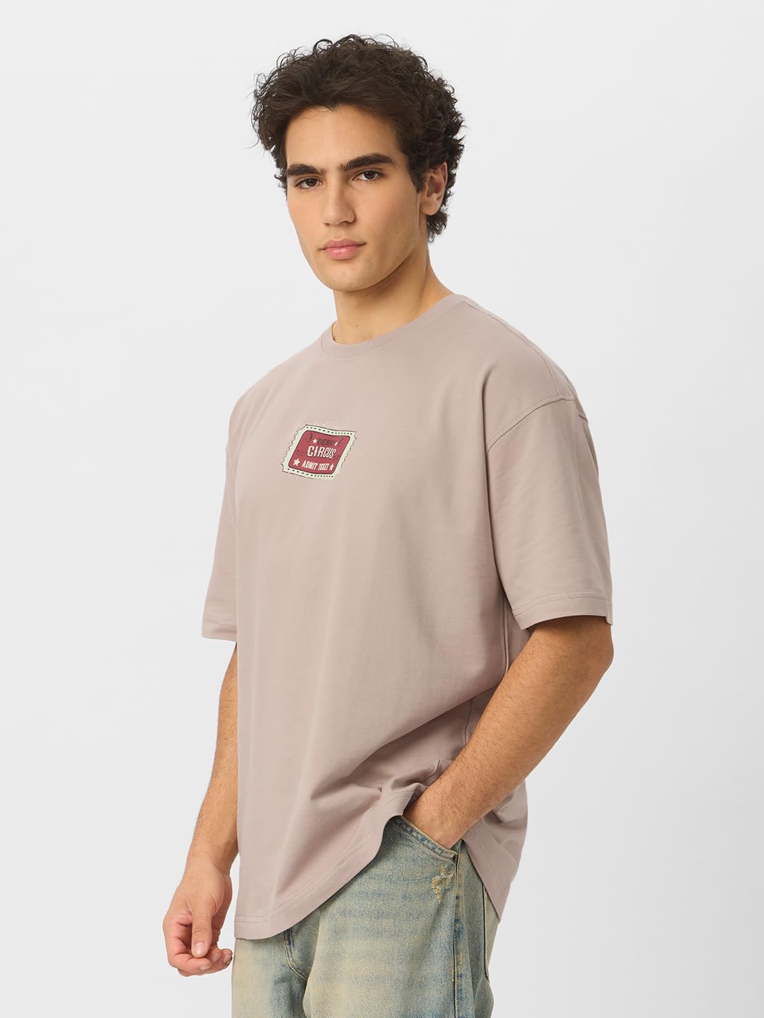 The Souled Store Official IT : Derrys Calling Mens and Boys Oversize Fit Half Sleeves Cotton T-Shirt Beige