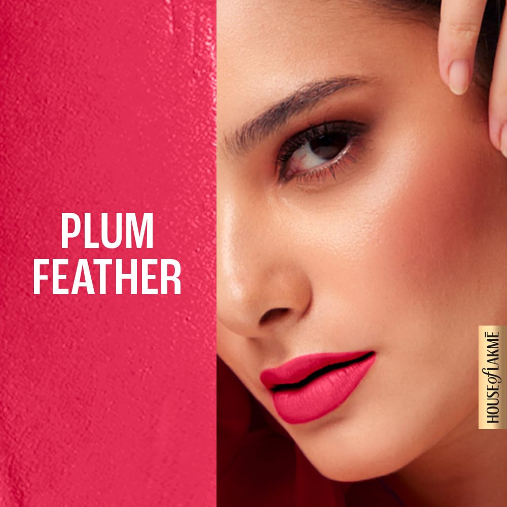 LAKMÉ 9 To 5 Weightless Mousse Lip & Cheek Color, Matte Lipstick & Blush, Lightweight, Long Lasting Lip & Cheek Tint For Dewy Look, Plum Feather, 9 G