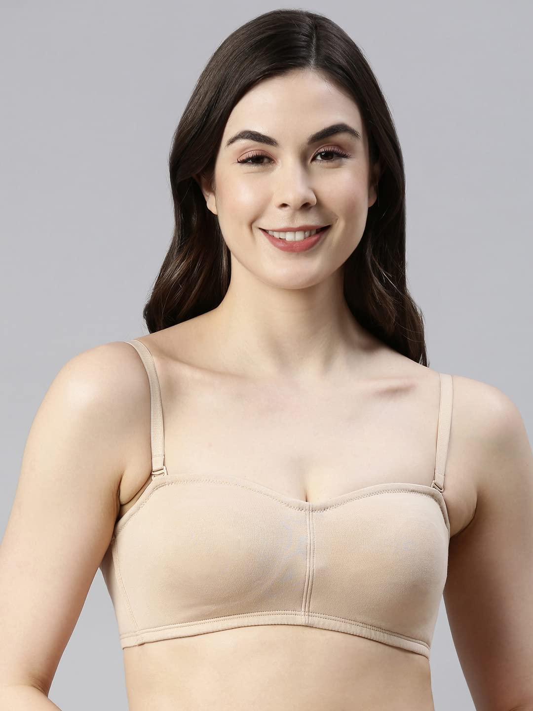 Enamor A019 Perfect Shaping Wirefree Cotton Strapless Bra Non-Padded & High Coverage