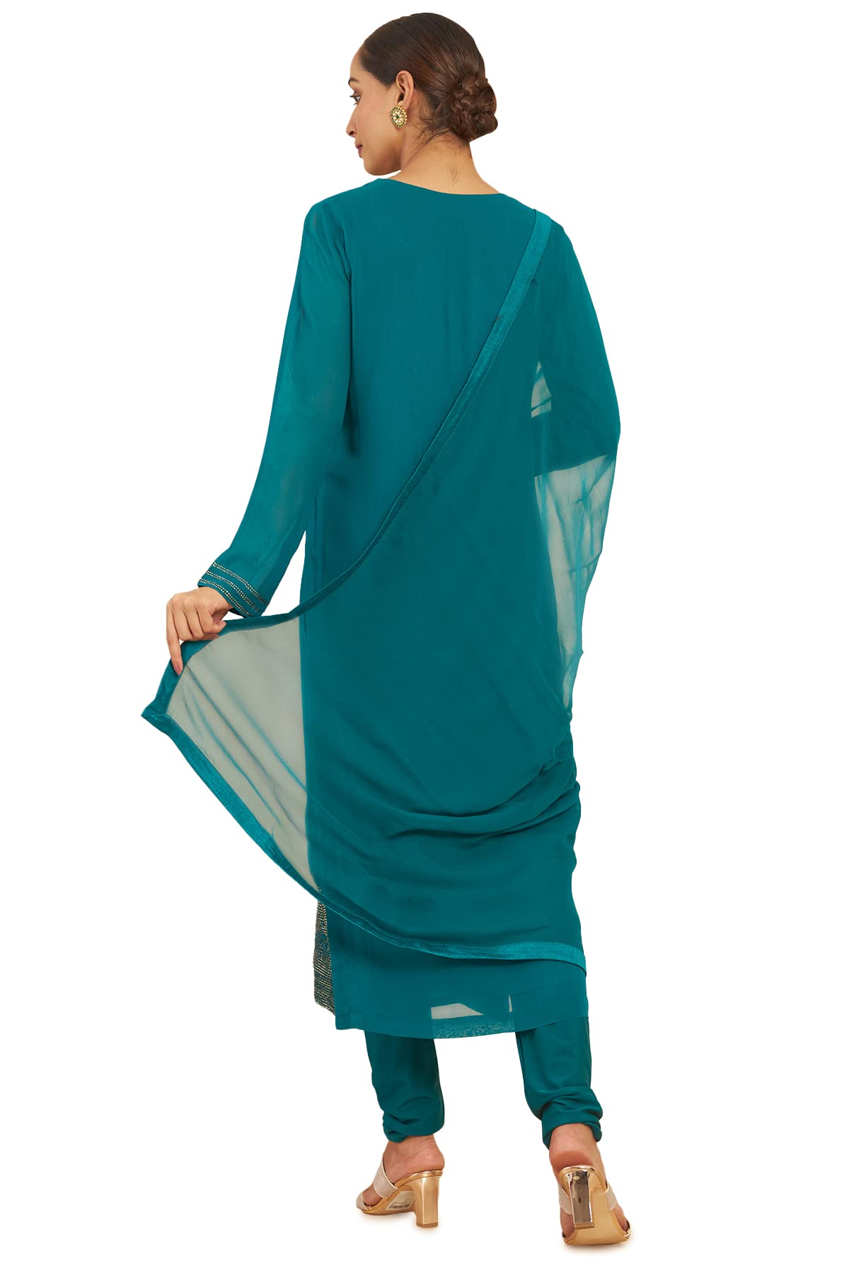 Soch Women Green Solid Georgette Kurta Set