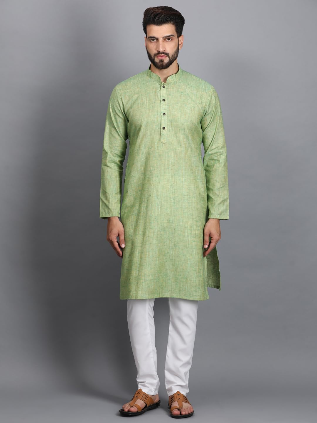 Ethluxis Men's Cotton Kurta with Pyjama Set (44, Pistachio Green)