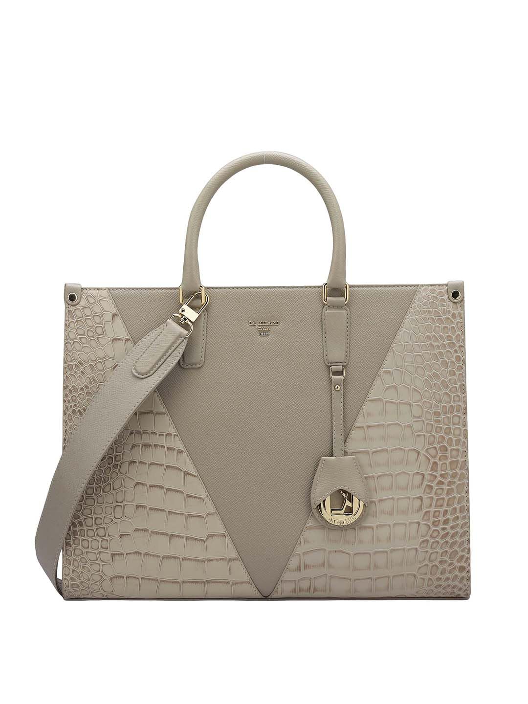 Da Milano Genuine Leather White Book Tote (01673) (Medium)