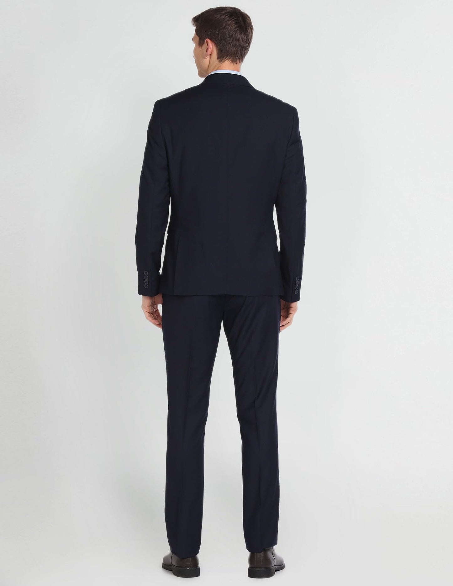 Arrow Men's Polyester Single Breasted Business Suit Pants Set (ARAGSU5546_Navy