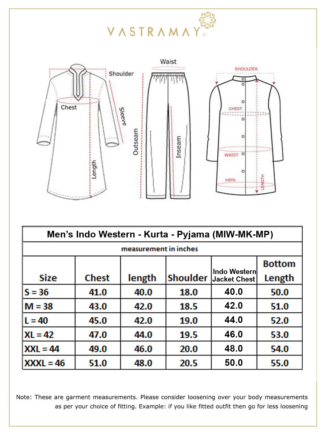 VASTRAMAY Men's Black Viscose Sherwani Set