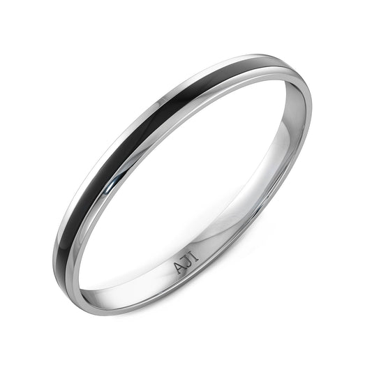 Joyalukkas 925 Purity High Polished Silver Kada/Cuff For Boy And Men (Black Color)