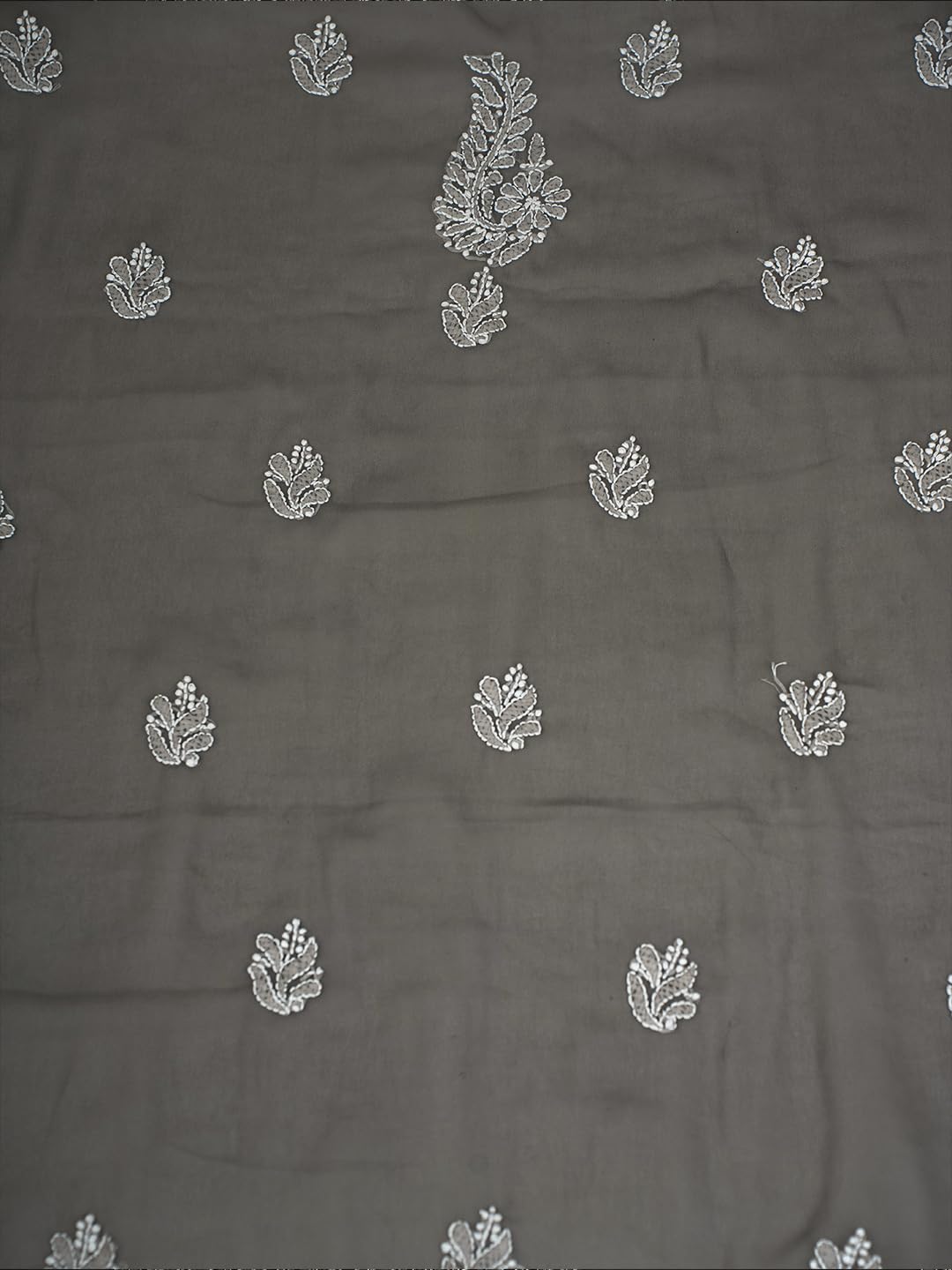 Ada Hand Embroidered Lucknowi Chikankari Unstitched Georgette Dress Material Salwar Suit with Dupatta for Women A211292 Fossil Grey