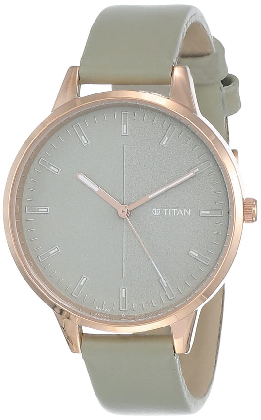 Titan Women's Precision Simplicity Analog Watch: Green Gradient Dial with Leather Strap-NS2648WL01/NT2648WL01