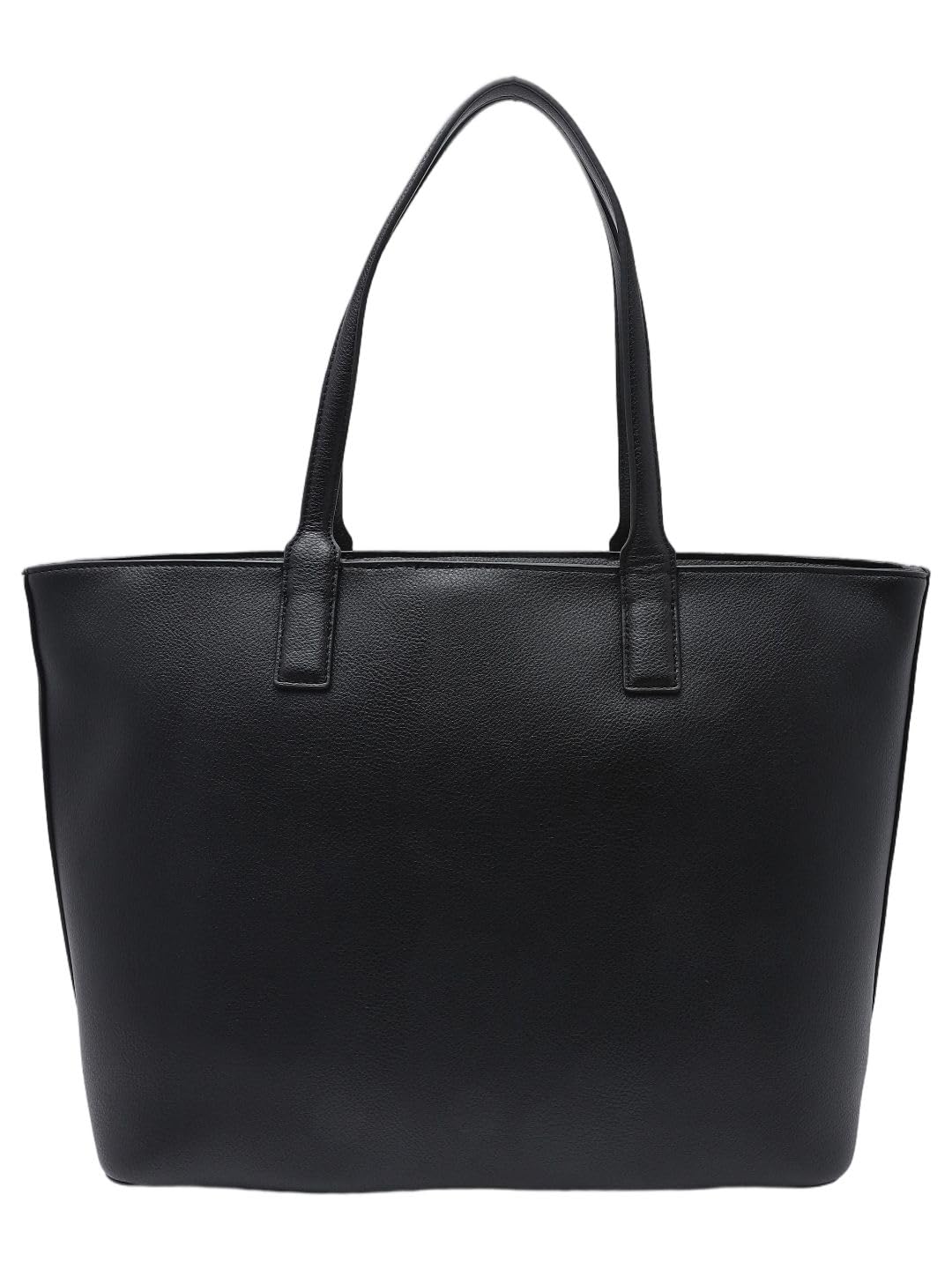 Tommy Hilfiger Solid Black Pu Tote Bag