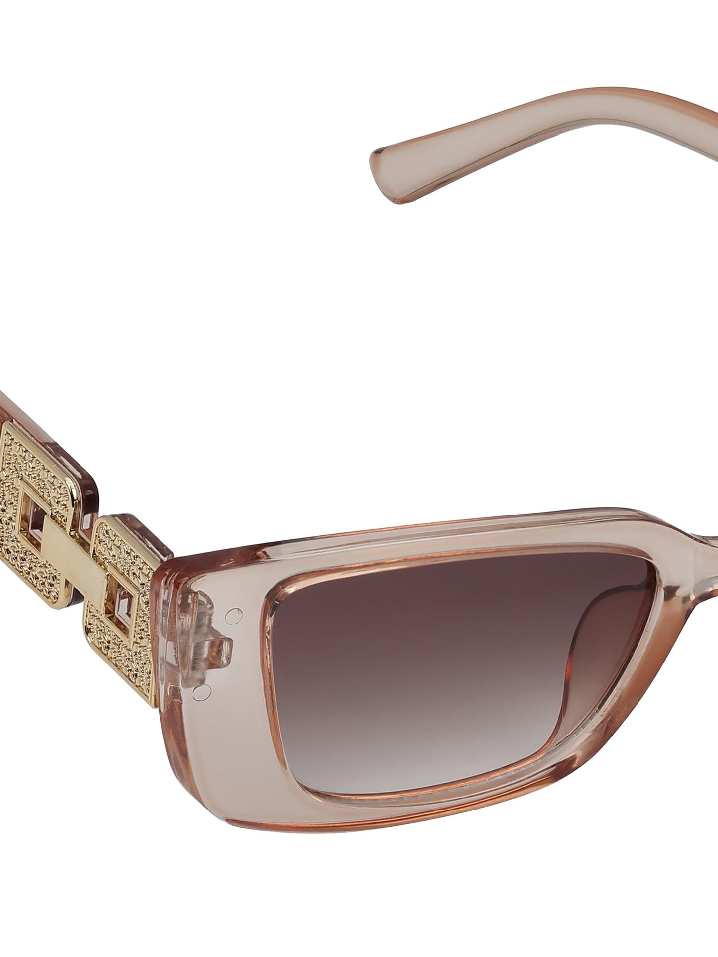 Carlton London Woman Peach & Gold Toned UV Protected Brown Lens Cateye Sunglasses
