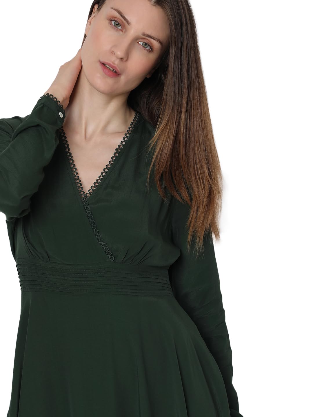 Vero Moda Women's Viscose Fit and Flare Maxi Dress (9010023-Duffel Bag_Duffel