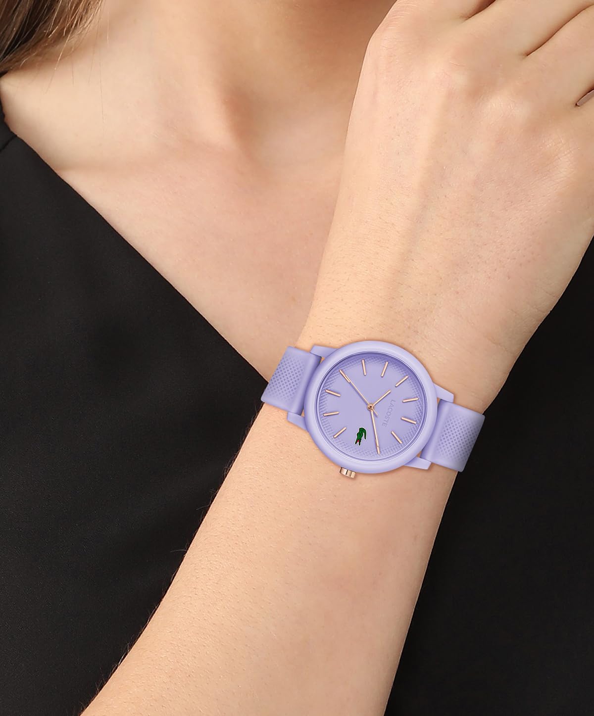 Lacoste 12.12 Women's Classic Water Resistant Quartz Watch, Lilac, Minimalist