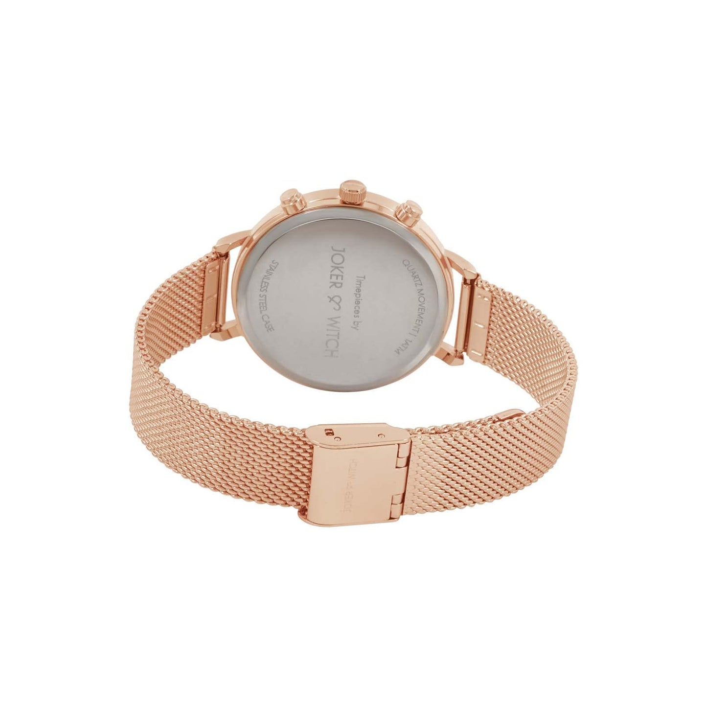 Joker & Witch Women Moscow 38mm Black Dial 16mm Rose Gold Steel Mesh Watch