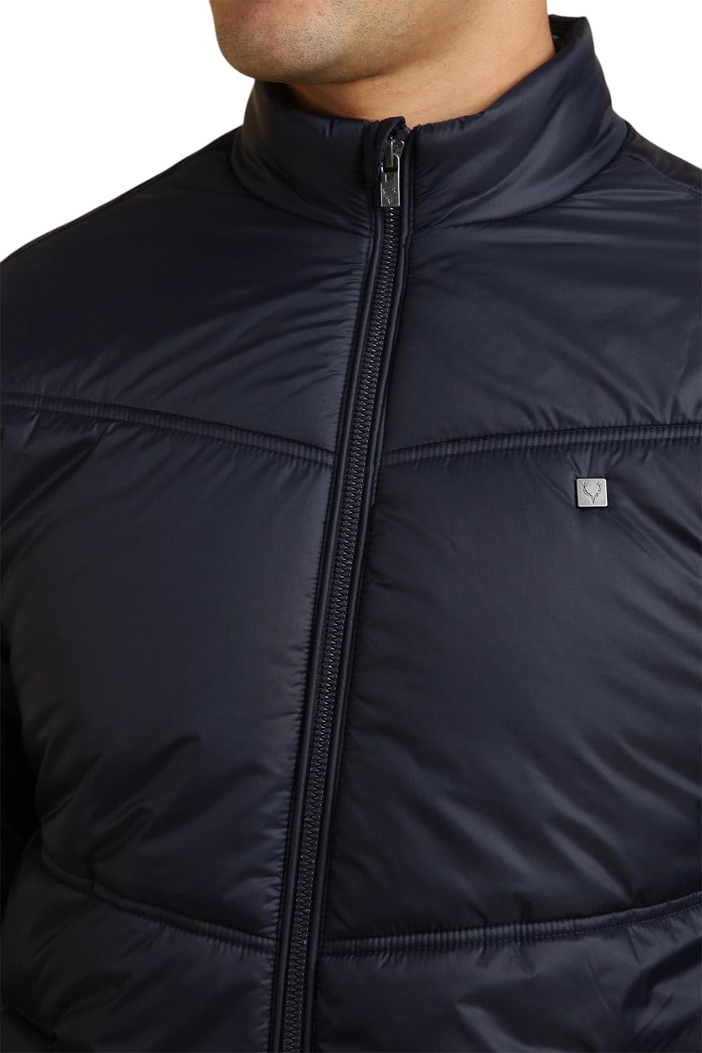 Allen Solly Men Navy Solid Full Sleeves Casual Jacket