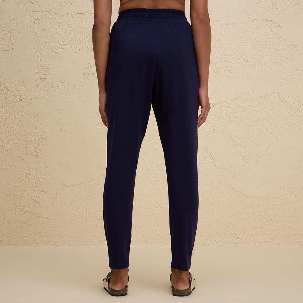 NYKD by Nykaa Womenâ€™s Solid Cotton Leggings & Tights | Everyday Comfort, Relaxed fit, Mid Waist for Yoga and Athleisure Chic- NYAT502 (in, Alpha, M, Regular, Navy)
