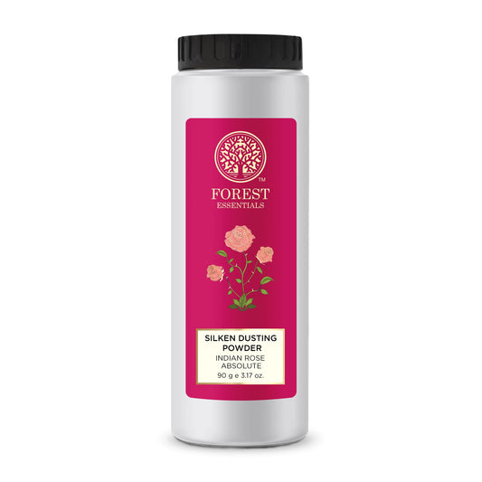 Forest Essentials Silken Dusting Powder Indian Rose Absolute|Natural Talc Free Powder With Rose Essential Oil|Highly Absorbent & Refreshing,1 Count