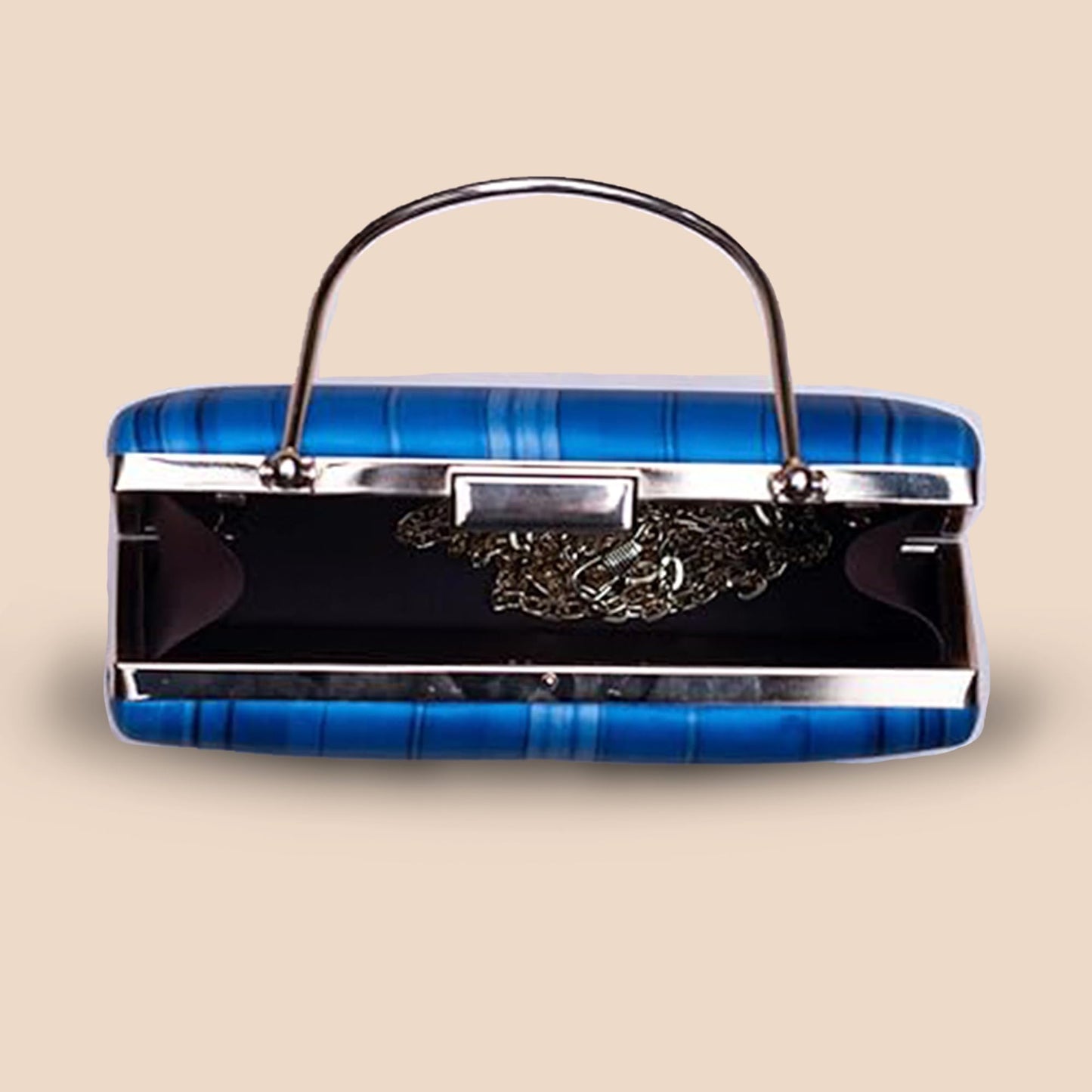 Artklim Blue Based Red Saree Women Portrait Printed Clutch Bag for Women with handle and Detachable Strap