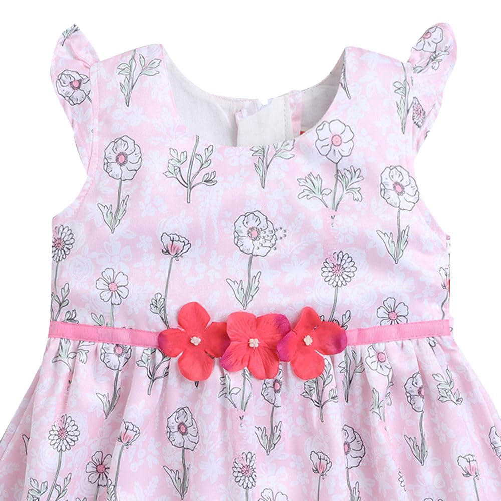 Hopscotch Girls Cotton All Over Print Casual Dress in Pink Color for Ages 18-24 Months (TTQ-4640062)