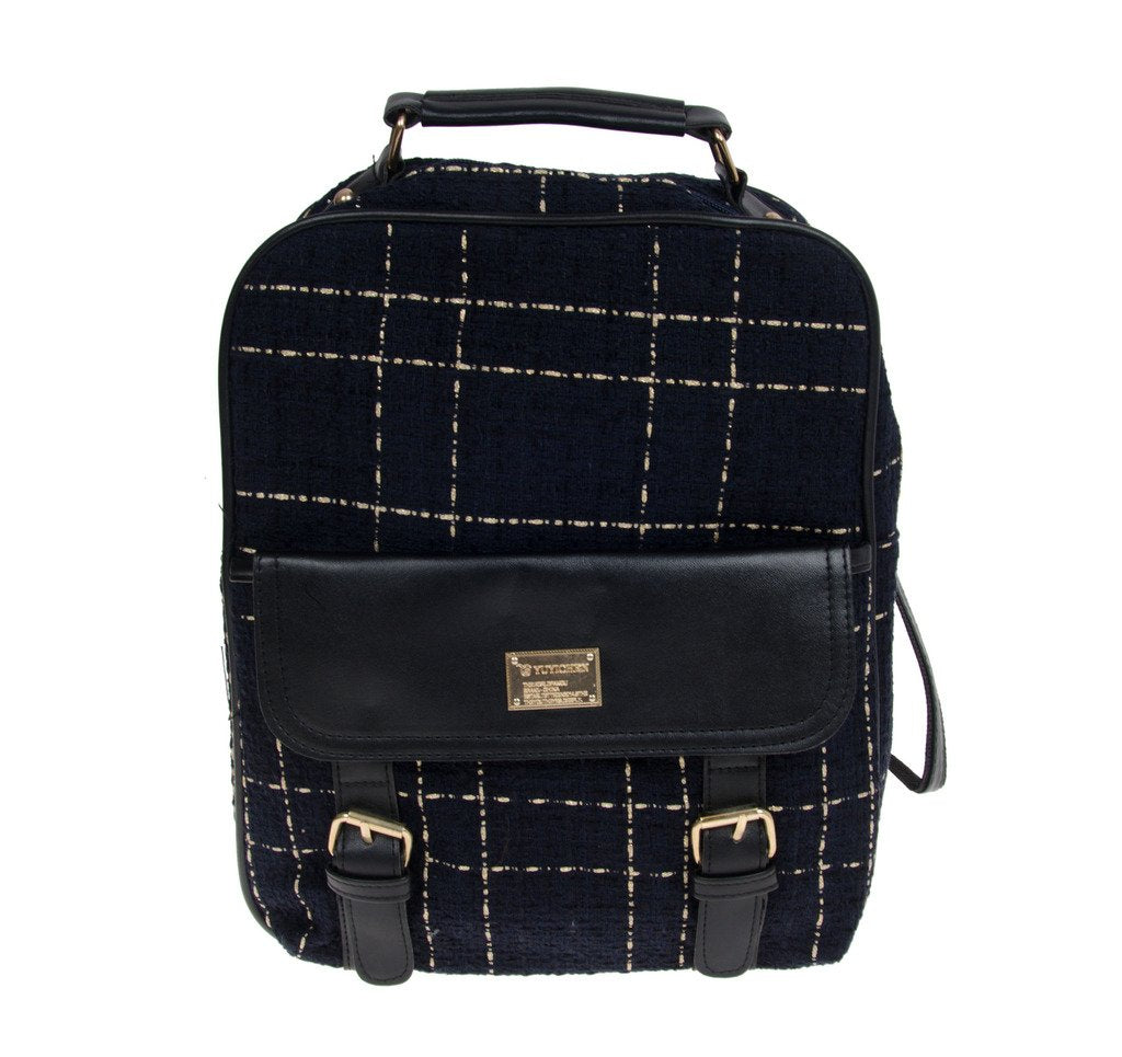 Artisan Crafted Leather Look Unisex Designer HandBag Backpack/Office Bag (Navy Blue) For Women/Girls/Boys/Men