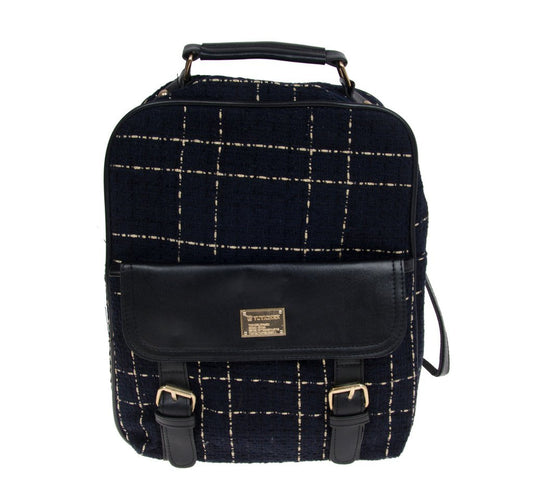 Artisan Crafted Leather Look Unisex Designer HandBag Backpack/Office Bag (Navy Blue) For Women/Girls/Boys/Men