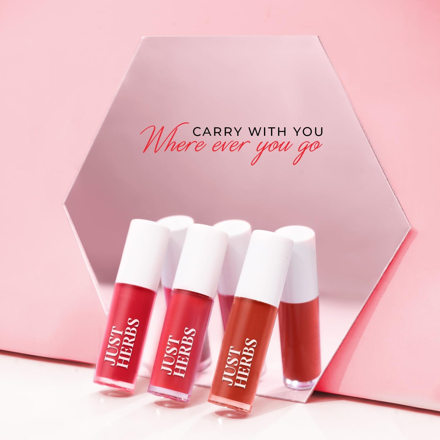 Just Herbs Ayurvedic Liquid Lipstick Kit Set of 5 with Long Lasting Matte Finish, Hydrating & Lightweight Lip Colour, Deeps & Reds - Paraben & Silicon Free - 5 ml