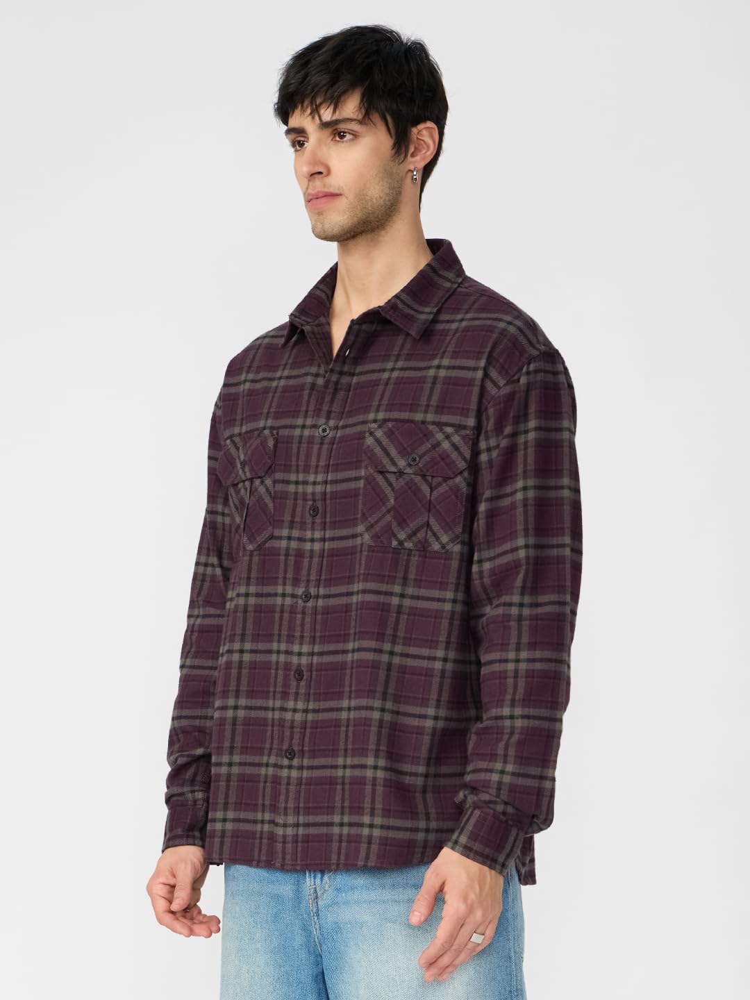 The Souled Store Plaid: Autumn Men and Boys Long Sleeves Collared Neck Button Front Cotton Relaxed Shirts