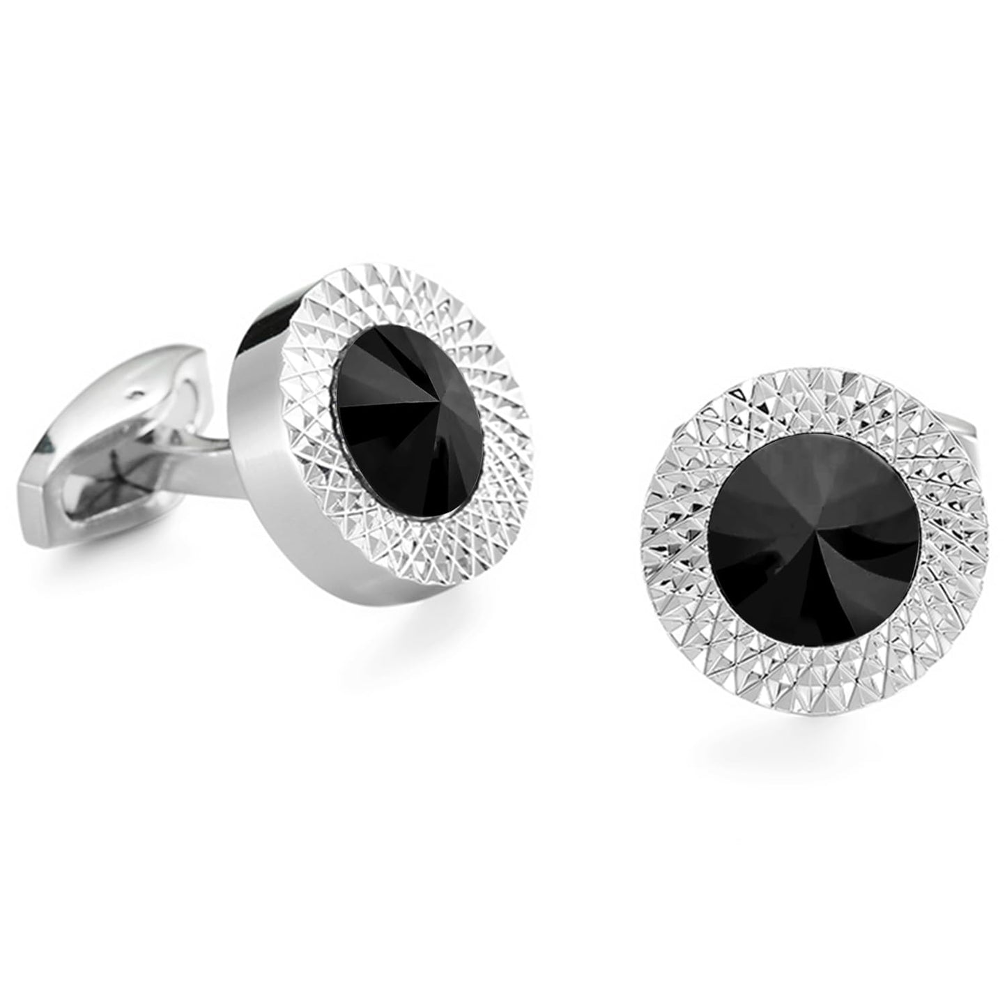 Peora Black Two Tone Cufflinks Set Stylish Wedding Business Accessories for Men & Boys - Valentines Gift for Him
