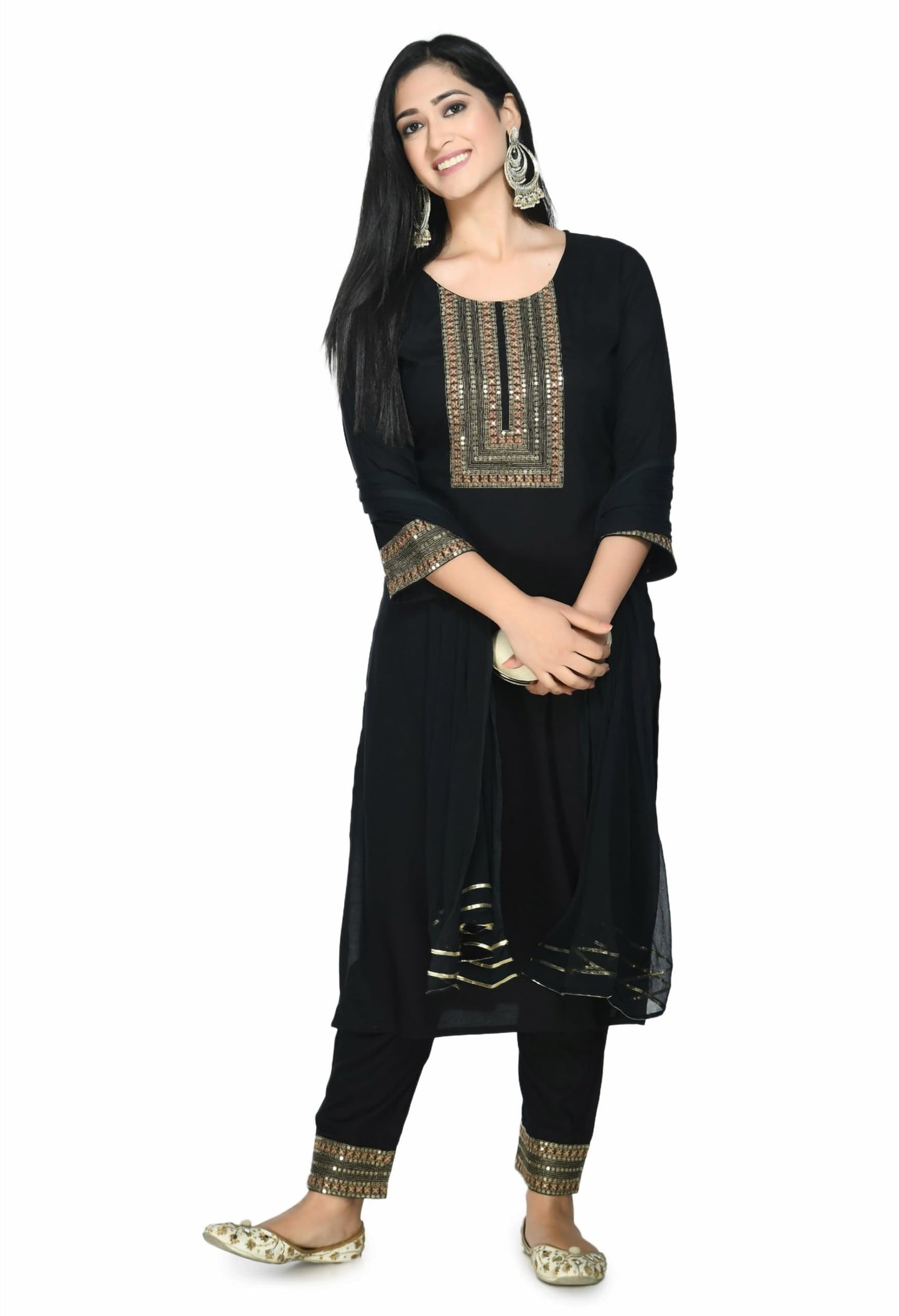LIBOZA Kurta Set For Women With Dupatta & Pant, Designer Embroidered Pakistani Cotton Rayon Suit Sets For Ladies Wedding, Festival & Function, Salwar Suits With Heavy Embroidery